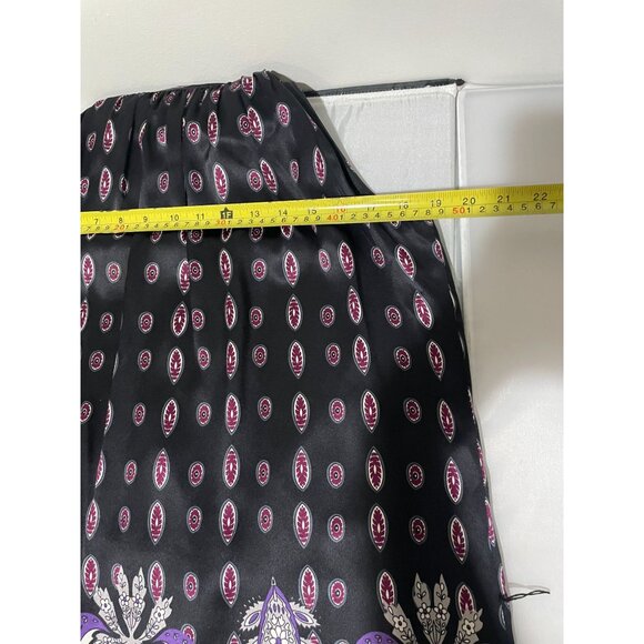 Vintage Sleeveless Silk Dress Black & Purple Paisley Print Halter Neck Size M - Picture 11 of 11